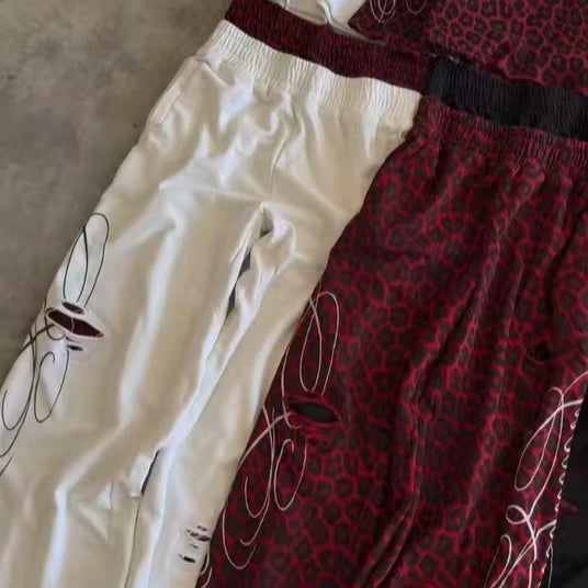 Red Leopard "Double-waisted" Sweats